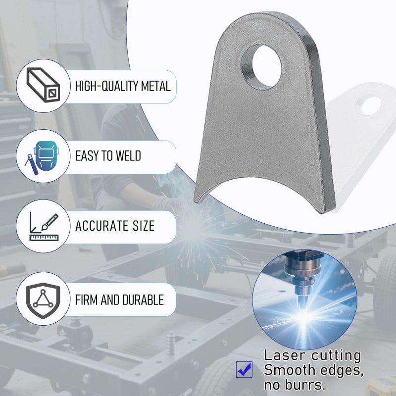 OywhC Weld on Tabs, Steel Shock mounts, Universal Weld on Tabs Axle Mount with a 1/2"" Hole. 2-3/8"" Height, 1-3/4"" Wide, 1/4"" Thick Fits 1.5"" to 1.8"" Axle Pack of 4 Tabs Steel Mounting Bracket OywhC-7 - Image 5